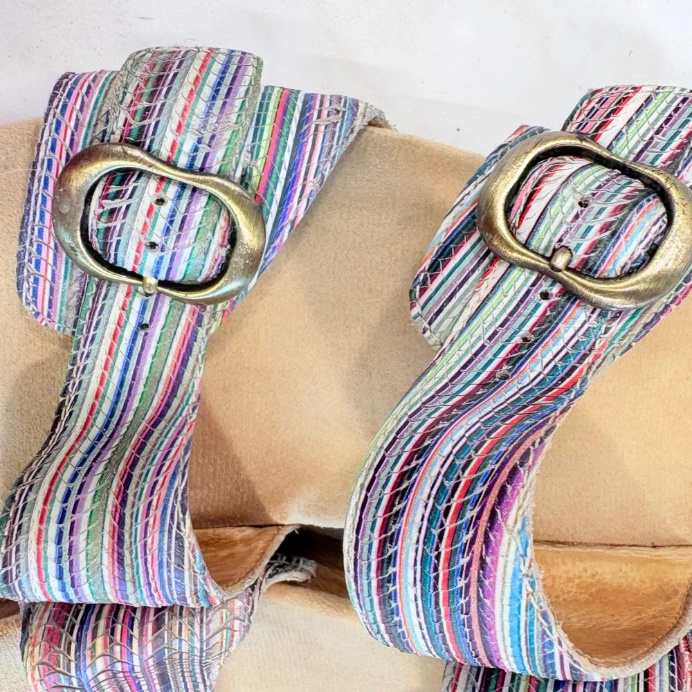 Boho Retro Wedge Sandals Striped Buckle Dansko Women Multi EU 4 / US 10.5